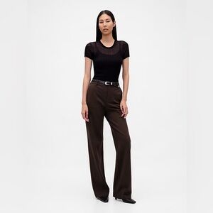 NWT! GAP Terra Brown High Rise Double Knit Wide-Leg Pants #856989 🩷 - S Petite
